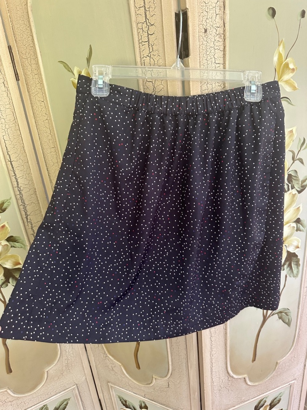 Tommy Hilfiger Navy Mini Skirt with White & Red Dot Print